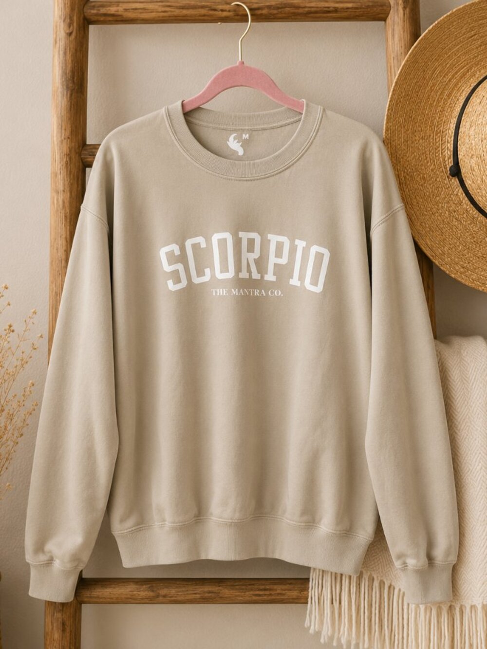 The Mantra Co. Scorpio Zodiac Graphic Sweatshirt Sand Beige Size M